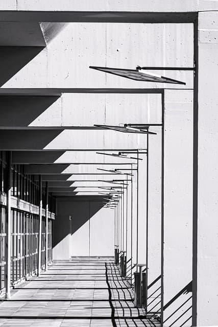 Monochrome architecture representing consumer market structure